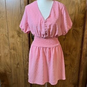 Elegant Pink Smocked Mini Dress